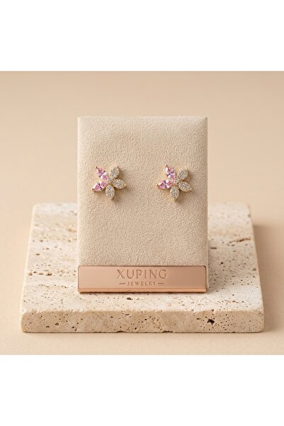 XUPING JEWELRY Vıp Seri 316L Çelik Gold Renk Zarif Lotus Çiçeği Minimal Taşlı...