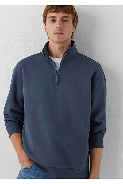 Mavi Half-Zip Navy Blue Basic Sweatshirt 0S10278-70759