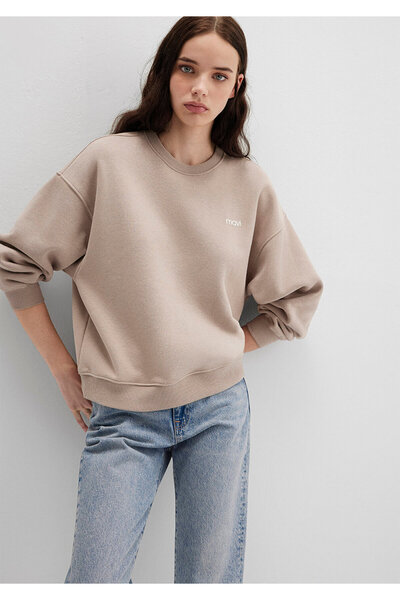Mavi Logo Baskılı Bej Sweatshirt 1S10490-70344