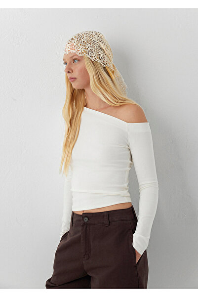 Mavi Dantel Görünümlü Ekru Bandana 1920694-70053