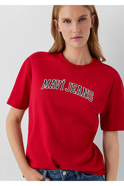 Mavi Jeans Printed Red T-Shirt Regular Fit / Normal Cut 1614381-86417