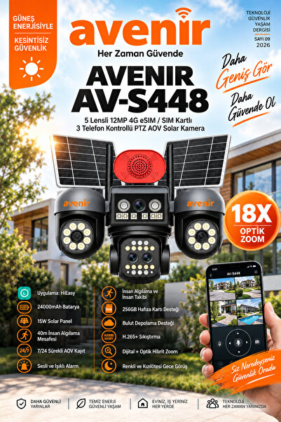 TRCharger 4 Kameralı 3 Motorize 18X Optik Zoom 4G Solar Güvenlik Kamerası AOV...