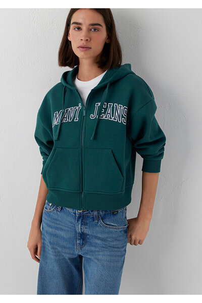 Mavi Kapüşonlu Yeşil Sweatshirt 1S10587-87831
