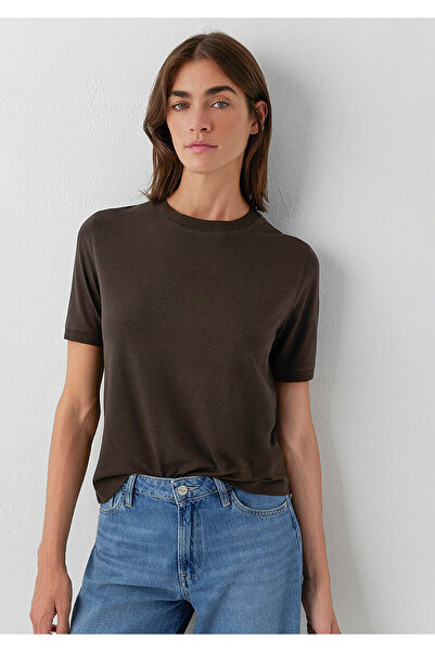 Mavi Tencel ™ ) Lyocell Blended Brown Basic T-Shirt Semi Slim Fit / Semi Narr...
