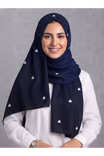Veil Designer طرحة لولوة تركي كحلي قماش بوال ياباني 190*60