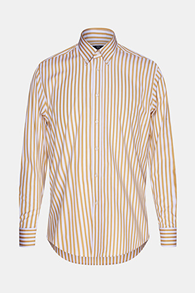 W Collection BEYAZ UZUN KOLLU ÇİZGİLİ DESENLİ GÖMLEK
