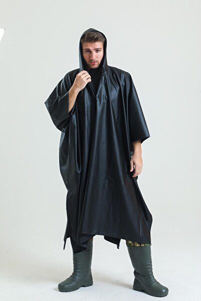 T Rain Panço Yağmurluk Su Geçirmez Unisex Genel Kullanım Siyah
