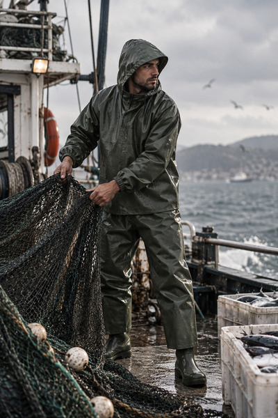 T Rain مجموعة معطف واق من المطر للجنسين من Fisherman من الأعلى إلى الأعلى