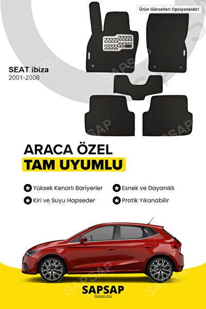 SEAT ibiza 2001-2008 1 Uyumlu 3D Özel Kesim Koku Yapmaz Su Geçirmez Havuzlu EVA Oto Paspas - Siyah