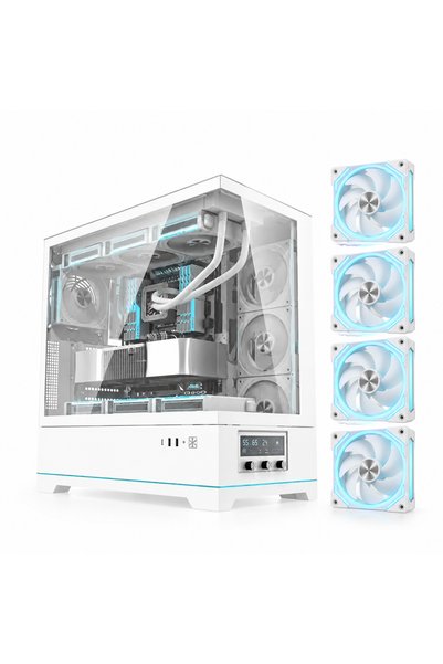 darkFlash DY451 Pro ATX/M-ATX/ITX Gaming PC Case, 4 ARGB, RPM Display, Up to ...