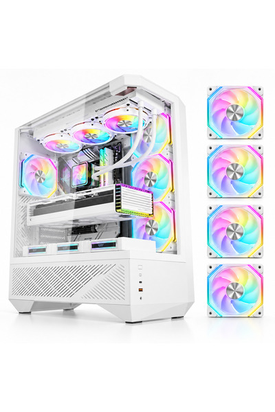 darkFlash DY460 ATX/M-ATX/ITX Gaming PC Case, 4ARGB Fans, Up to 360mm Radiato...
