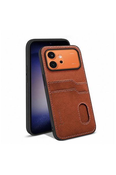 Zebana Honor 600 5g Compatible Case with Card Holder Luxury Leather Case Brown