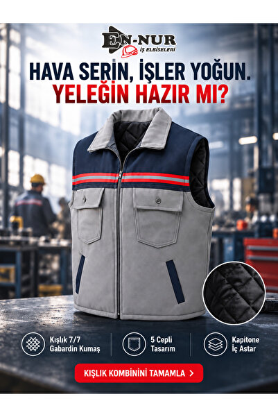 İÇİ ELYAF ASTAR GABARDİN İŞ YELEĞİ