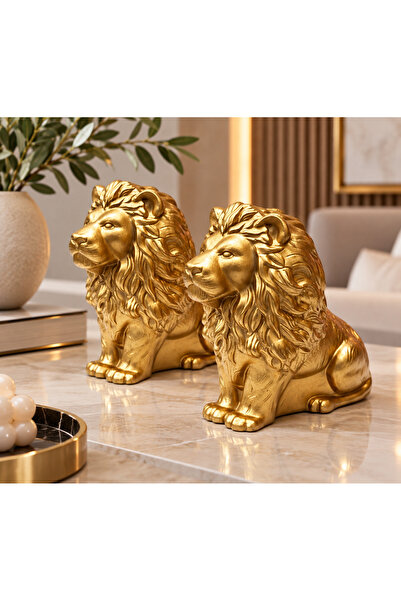 magnocandles Aslan Biblo Gold Galatasaray Altın renk 2’li 10x10 cm