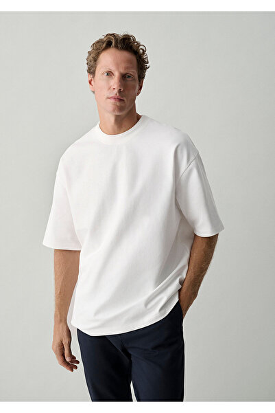 Mavi Collar Detailed Ecru Basic T-Shirt Oversize / Wide Cut 0613542-70057