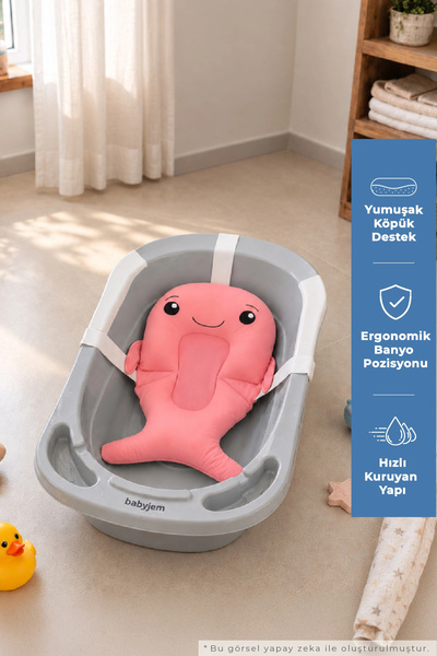 Babyjem Κρεβατάκι Μπάνιου με Φάλαινα και Αφρόλουτρο Ροζ