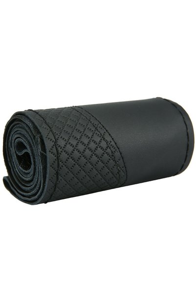 Choice1 Black Thread Car Steering Wheel Covers Braid DIY 38cm Soft Genuine Le...