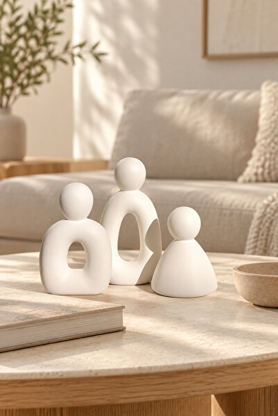 betonmall 3’lü Dekoratif Soyut Aile Biblo Seti | Modern Minimalist Beton Aile...