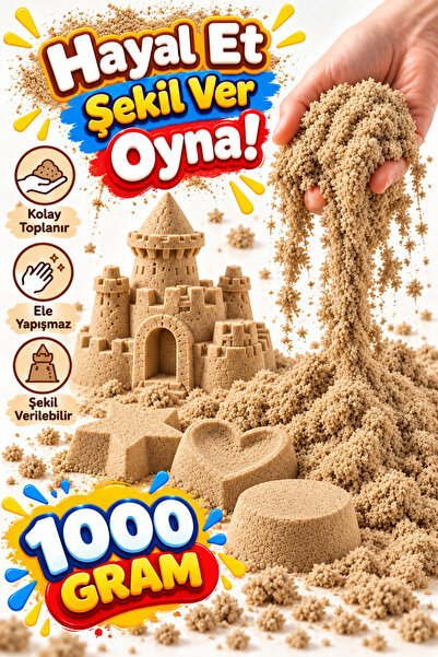 Toyuncakçı Doğal Kinetik Kum Oyun Kumu 1 Kg Kinetik Kum