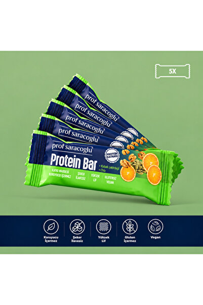 prof saracoğlu Protein Bar Kabak Çekirdeği İçeren 5 Adetlik Yüksek Lif Vegan ...