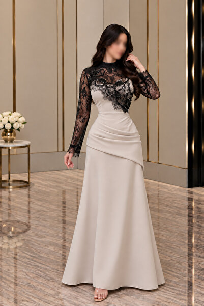 GORI FASHION فستان سهرة مزين بدانتيل