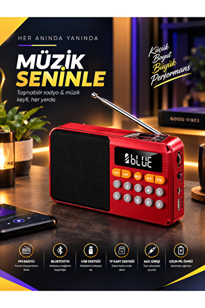 Apricot AP-R2 Kırmız 3 Watt USB/TF/AUX/BT Taşınabilir Nostalji Bluetooth Radyo