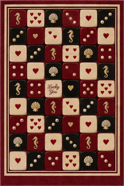 Rugs Modern Halı Auraplus Çini Desenli Bordo, Bej ve Kahverengi İnce Dokuma T...