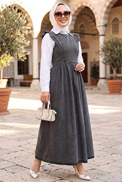 Neva Style Kot Antrasit Tesettür Jile Elbise 19134ANT