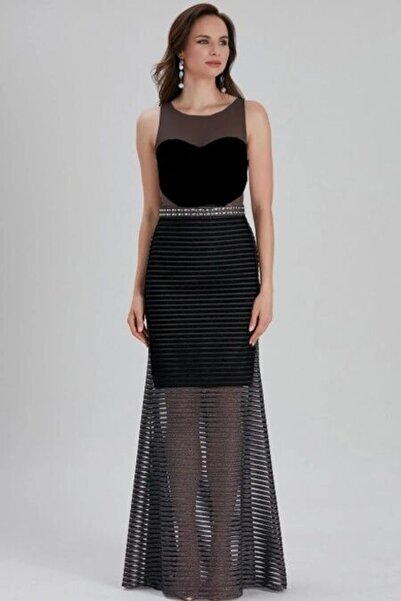 Neva Style Abiye Elbise - Siyah Saten Bulava Abiye Elbise 4380S