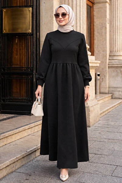 Neva Style Black Hijab Scuba Dress 36902S