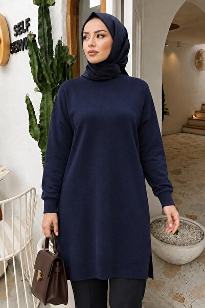 N.S NEVA STYLE سترة تريكو إسلامية باللون الأزرق الداكن 10901L