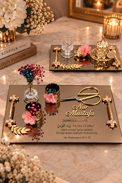 Masalsı Concept Söz Nişan Tepsisi,damat Fincanı Kahve Tepsisi,makas,yüzüklük,...