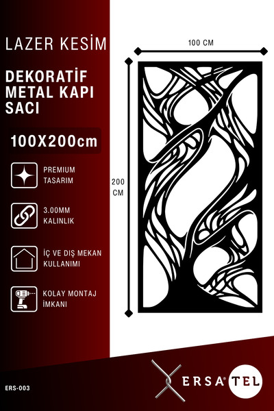 ERSA DEMİR ÇELİK Ersatel Modern Lazer Kesim Bahçe ve Villa Kapı Sacı (boyasız)
