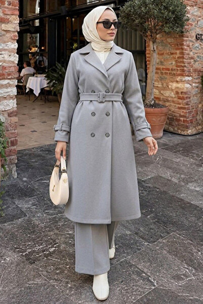 N.S NEVA STYLE Buttoned Gray Hijab Cap 62441Gr