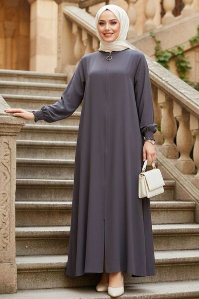 Neva Style Zippered Smoked Hijab Ferace 45287Fu