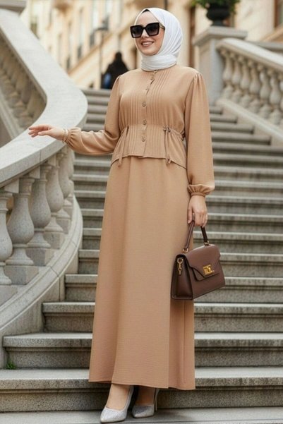 N.S NEVA STYLE Skirted Mink Hijab Double Set 20239V