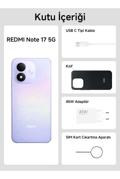 Xiaomi REDMI Note 17 5G 6GB+256GB Mor (Xiaomi Türkiye Garantili)
