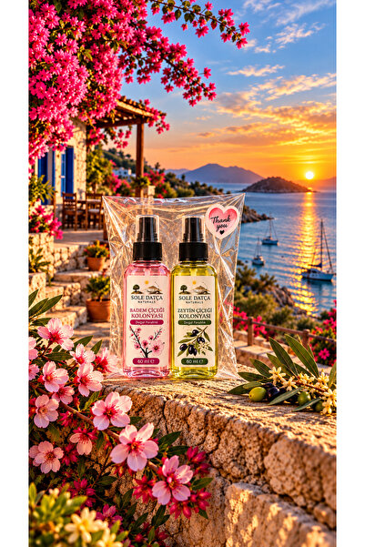 Badem çiçeği kolonyası60 ml ve Zeytin çiçeği kolanyası 2,li hediye set