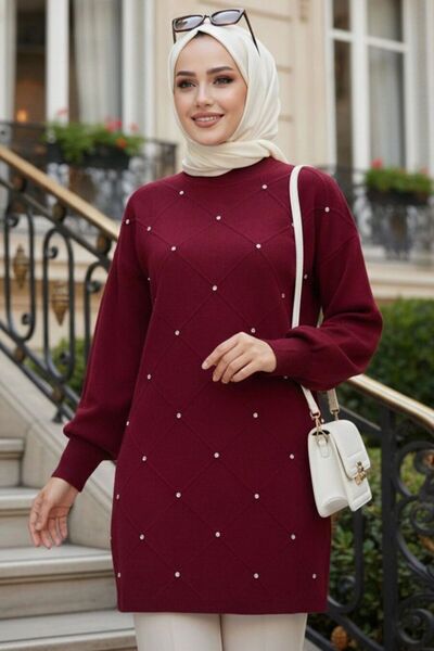 N.S NEVA STYLE سترة تريكو مزينة بالخرز بتصميم الكرز 10138VSN