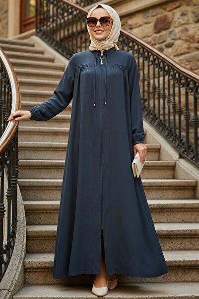 N.S NEVA STYLE Zippered Emerald Green Hijab Robe 45290Zy