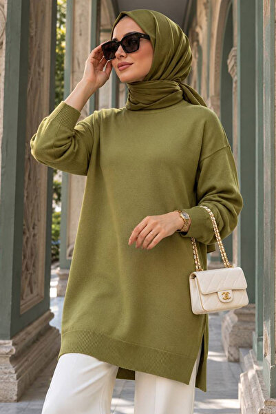 N.S NEVA STYLE سترة تونيك من التريكو باللون الأخضر الزيتي 17203YY