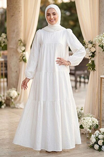 N.S NEVA STYLE فستان زارا كتان إكرو بأكمام طويلة وتصميم انسيابي 15702E
