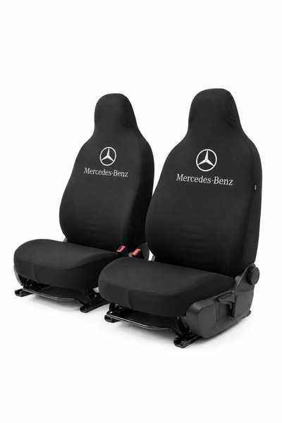 Antwax Penye Oto Ön ve Arka Koltuk Kılıfı - Mercedes Marka Logo Baskılı - Siyah