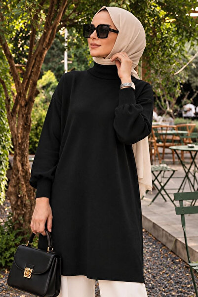 N.S NEVA STYLE سترة تريكو سوداء طويلة الأكمام 10381S