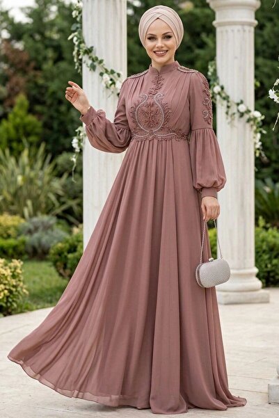 Neva Style Cape Copper Hijab Evening Dress 2212Bkr