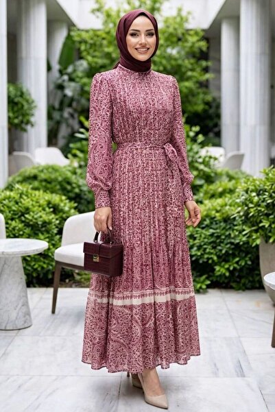 Neva Style فستان حجاب من الساتان الحريري المطوي بنمط باروكي 95708VSN