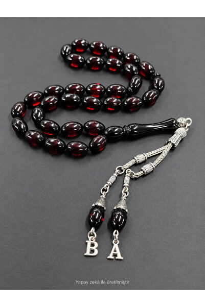 QELA COLLECTION Kişiye Özel Harfli Kehribar Tesbih Arpa Kesim – Kişiye Özel H...