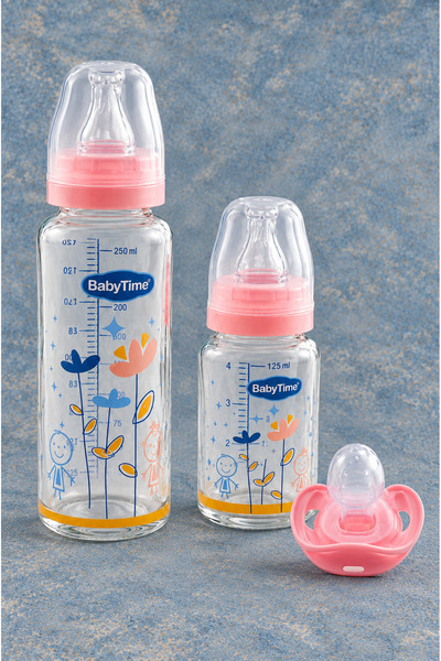 Rocha Baby 3’lü Kutulu Cam Biberon Seti 250 ml + 125 ml + Emzik 0-6 Ay