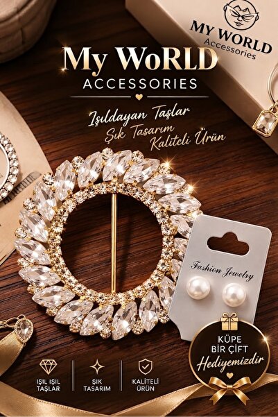 MY WORLD ACCESSORY Yuvarlak Taşlı Kemer Tokası