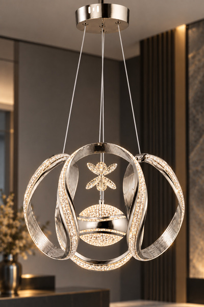 İstanbul Avize Aura Gümüş (Dreon) Kumandalı Led 3 Renk Ledli Modern Avize
